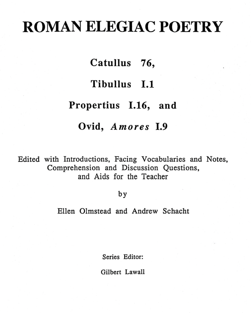 Roman Elegiac Poetry - CANE